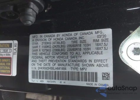 2020 Honda Cr-V Awd Ex from USA, damaged, VIN 2HKRW2H56LH641484